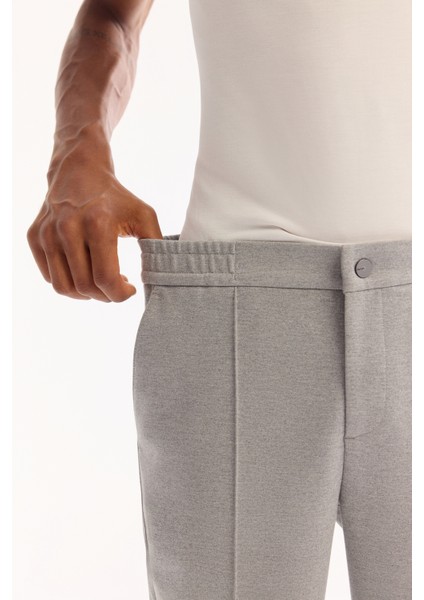 Erkek Gri Yanı Lastikli Pamuklu Viskon Karışımlı Relaxed Fit Pantolon A52Y3036 indirimleri