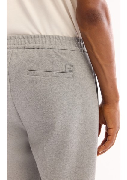 Erkek Gri Yanı Lastikli Pamuklu Viskon Karışımlı Relaxed Fit Pantolon A52Y3036