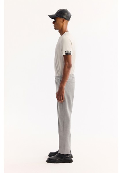 Erkek Gri Yanı Lastikli Pamuklu Viskon Karışımlı Relaxed Fit Pantolon A52Y3036