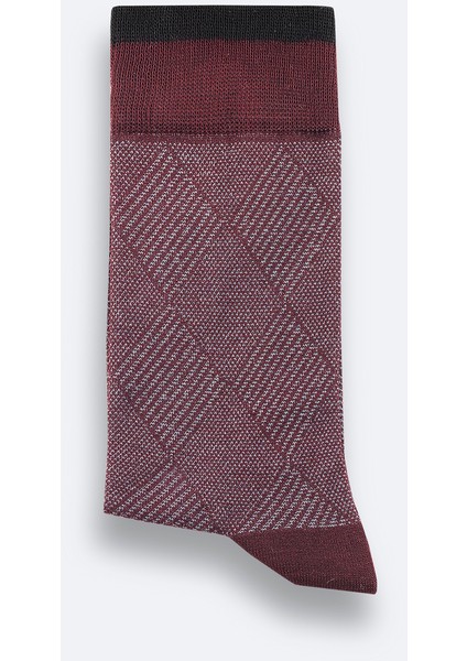 Erkek Bordo Desenli Bambu Soket Çorap A52Y8500