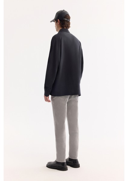 Erkek Siyah Düğmeli Yaka Soft Touch Oversize Fit Gömlek A52Y2023 fırsatları