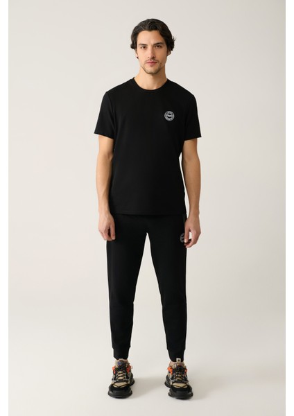 Erkek Siyah Bisiklet Yaka Jersey Kumaş Garnili Regular Fit T-shirt A41y1114 indirimleri