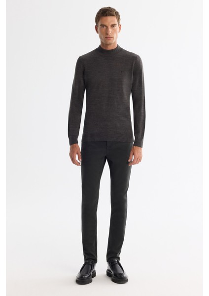 Erkek Haki Eskitme Yıkamalı Esnek Berlin Slim Fit Jean Pantolon A42Y3533