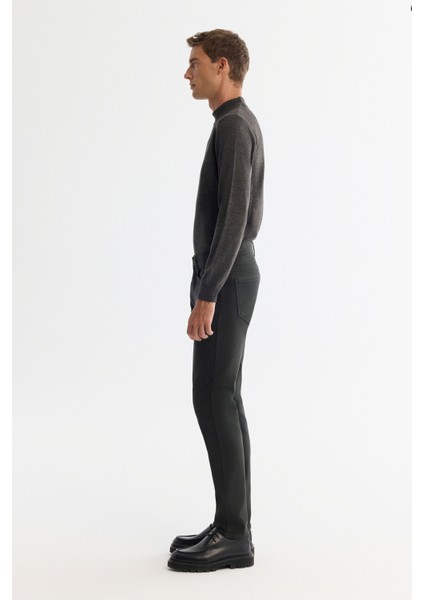 Erkek Haki Eskitme Yıkamalı Esnek Berlin Slim Fit Jean Pantolon A42Y3533