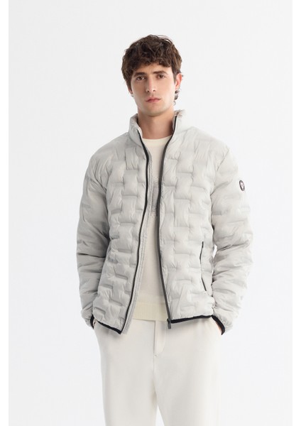 Erkek Gri Dik Yaka Su İtici Rüzgar Geçirmez Şişme Hafif Comfort Fit Mont A42Y6154