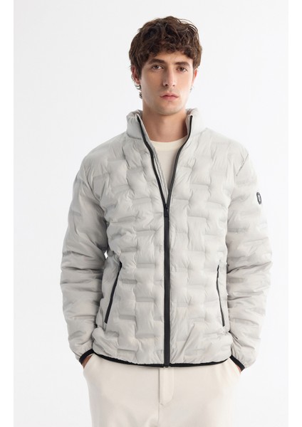 Erkek Gri Dik Yaka Su İtici Rüzgar Geçirmez Şişme Hafif Comfort Fit Mont A42Y6154 fiyatları