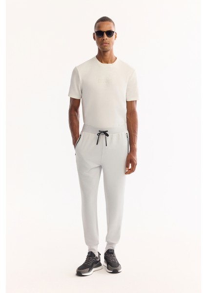 Erkek Açık Gri Beli Lastikli Bağcıklı Bi-Stretch Regular Fit Eşofman Altı A52Y3416