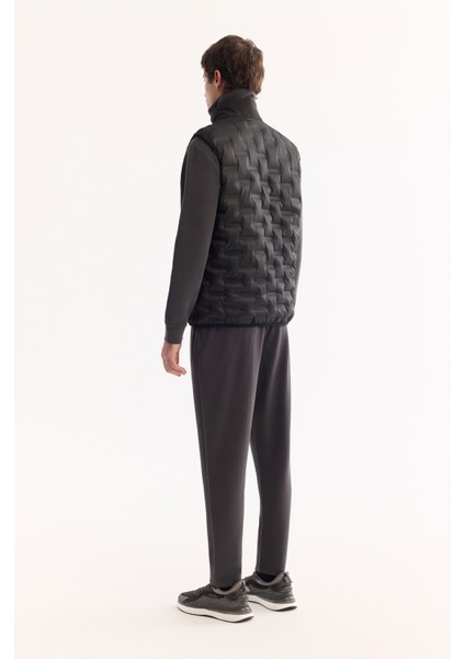 Erkek Siyah Dik Yaka Su İtici Rüzgar Geçirmez Hafif Şişme Comfort Fit Yelek A52Y6583 fırsatları