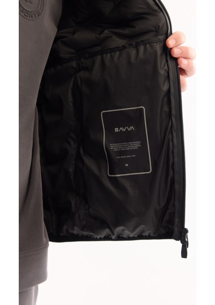 Erkek Siyah Dik Yaka Su İtici Rüzgar Geçirmez Hafif Şişme Comfort Fit Yelek A52Y6583