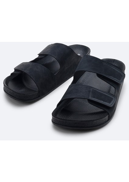 Erkek Siyah Çift Bantlı Hafif Rahat Taban Sandalet Terlik A41Y8301 fiyatları