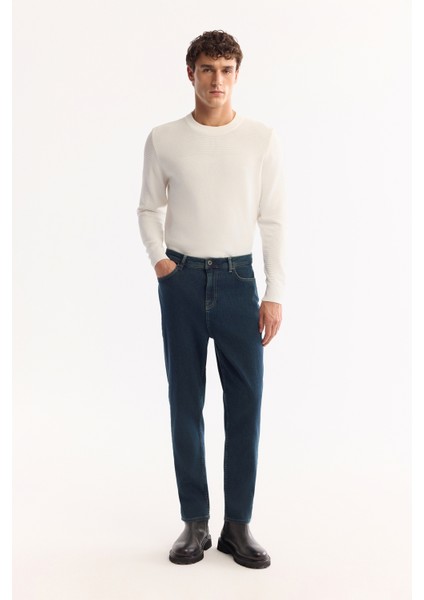 Erkek İndigo Pamuklu Oslo Carrot Fit Jean Pantolon A51Y3552