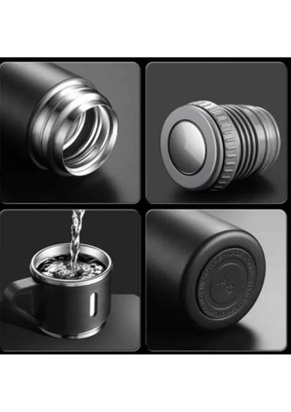 Termos Paslanmaz Çelik Termos Siyah Renk 3 Bardaklı Termos Seti modelleri