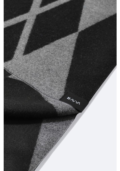 Erkek Gri-siyah Viskon Karışımlı Püsküllü Desenli Şal A42y9406 modelleri