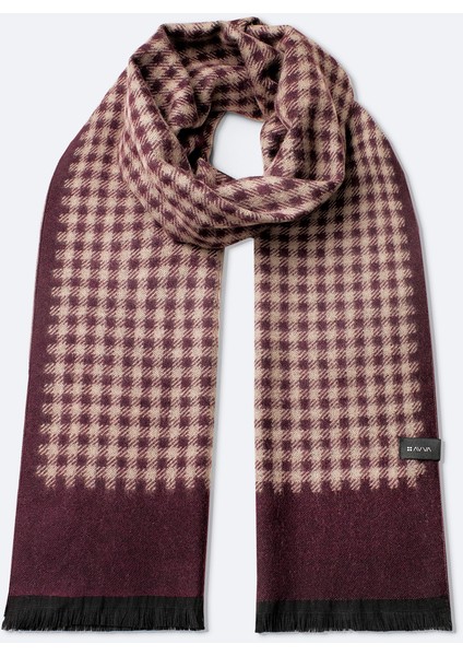 Erkek Bordo Viskon Karışımlı Püsküllü Desenli Şal A42y9407