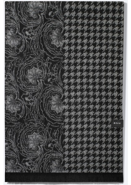 Erkek Siyah Viskon Karışımlı Püsküllü Desenli Şal A42y9408 fiyatları