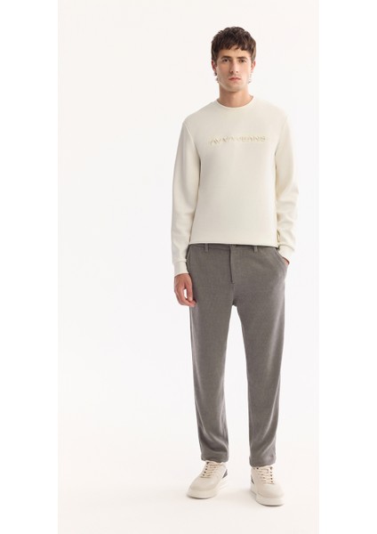 Erkek Gri Yanı Lastikli Kadife Fitilli Carrot Fit Pantolon A52Y3039