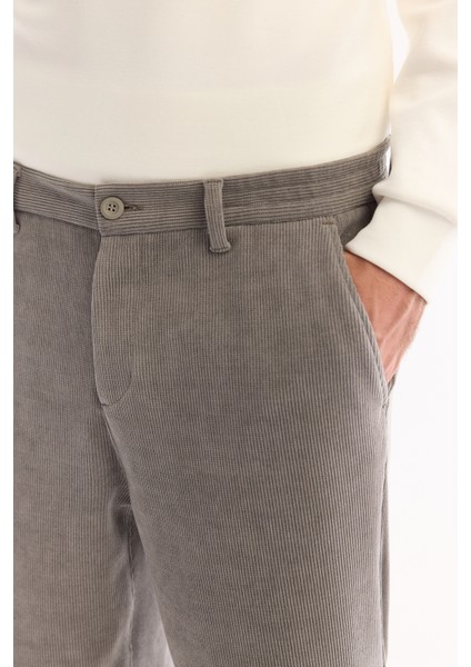 Erkek Gri Yanı Lastikli Kadife Fitilli Carrot Fit Pantolon A52Y3039 fırsatları