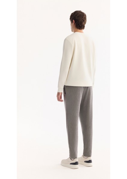 Erkek Gri Yanı Lastikli Kadife Fitilli Carrot Fit Pantolon A52Y3039