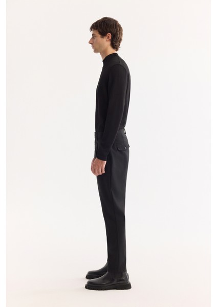 Erkek Siyah Klasik Bel Yün Karışımlı Soft Touch Carrot Fit Pantolon A52Y3012 fırsatları