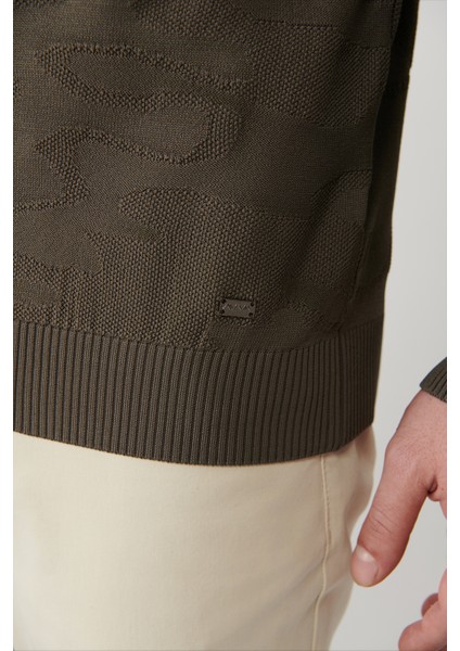 Erkek Haki Yüksek Bisiklet Yaka Kamuflaj Desenli Rayon Kazak A32Y5046 fiyatları