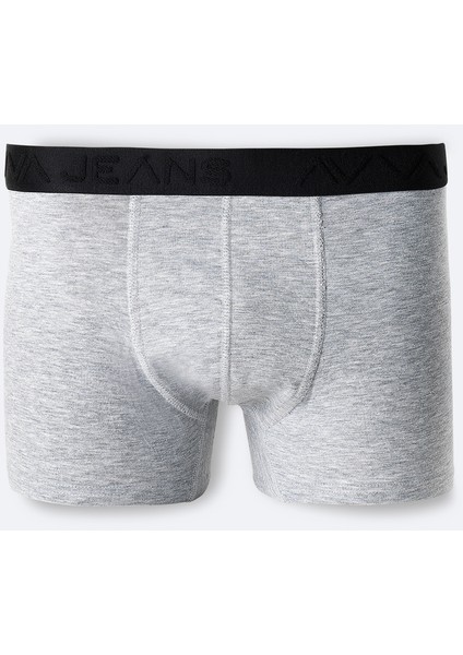 Erkek Gri Basic Pamuklu Tekli Regular Fit Boxer B009510