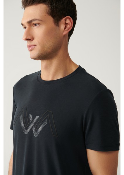 Erkek Antrasit Bisiklet Yaka Baskılı Soft Touch Regular Fit T-shirt A41y1131 fiyatları