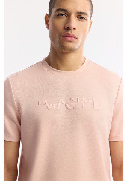 Erkek Pembe Bisiklet Yaka Baskılı Basic Regular Fit T-Shirt A41Y1167 fiyatları