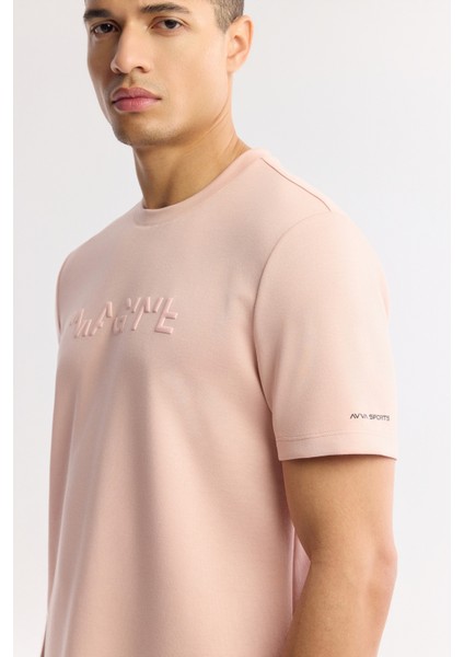 Erkek Pembe Bisiklet Yaka Baskılı Basic Regular Fit T-Shirt A41Y1167 modelleri