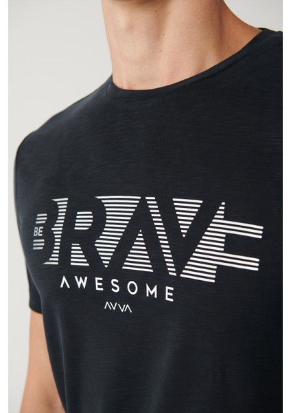 Erkek Antrasit Bisiklet Yaka Baskılı Soft Touch Regular Fit T-shirt A41y1138 fiyatları