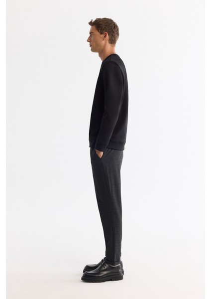 Erkek Siyah Bisiklet Yaka Pamuklu Baskılı Elastan Regular Fit Sweatshirt A42Y1227 modelleri