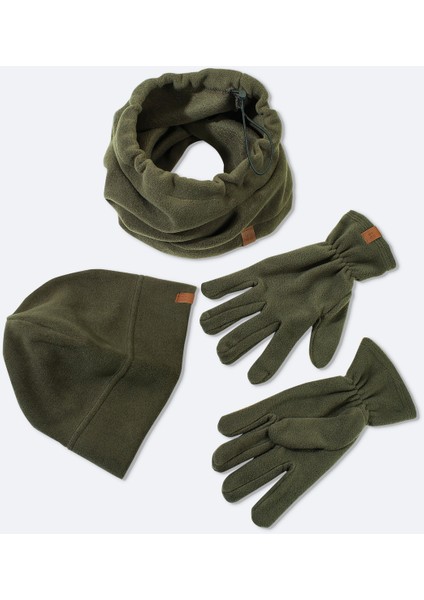 Erkek Haki Polar Basic Boyunluk Bere ve Eldiven Seti B009250