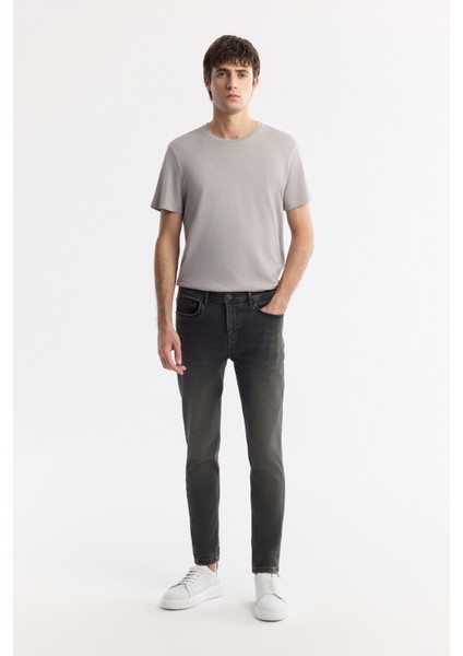 Erkek Gri Eskitme Yıkama Rio Skinny Fit Jean Pantolon A42Y3512