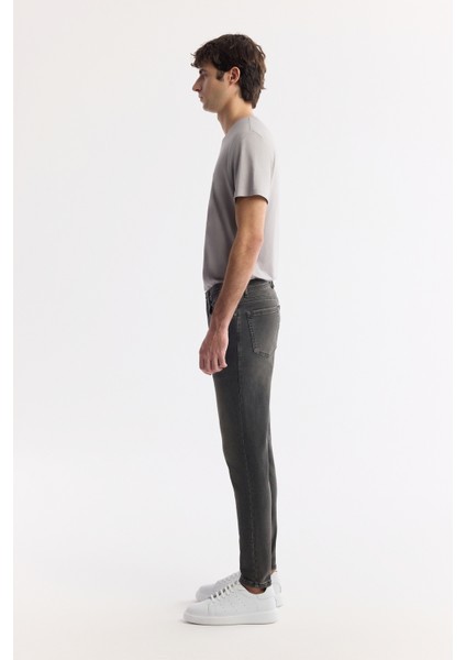 Erkek Gri Eskitme Yıkama Rio Skinny Fit Jean Pantolon A42Y3512