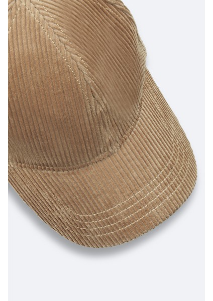 Erkek Vizon %100 Pamuk Fitilli Kadife Spor Şapkası A42Y9283 modelleri