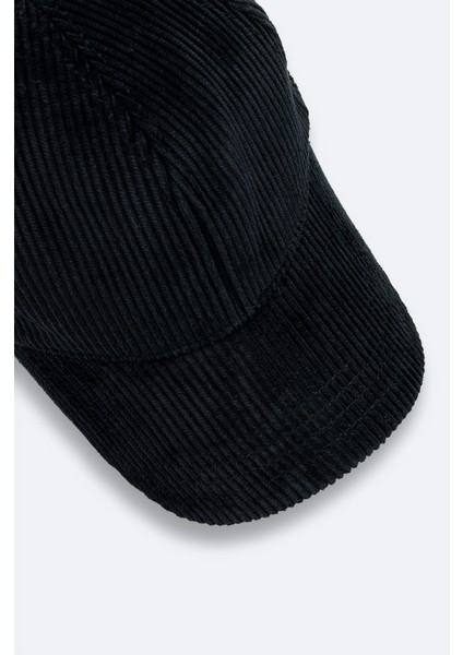 Erkek Siyah %100 Pamuk Fitilli Kadife Spor Şapkası A42Y9283 modelleri