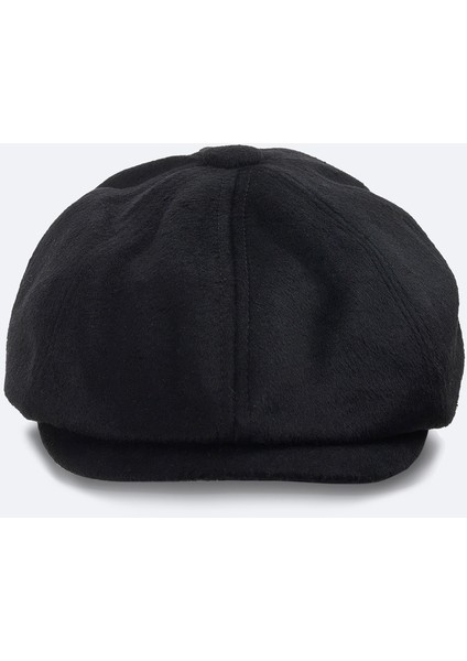 Erkek Siyah Yün Karışımlı Düğmeli Kasket Şapka A42Y9272