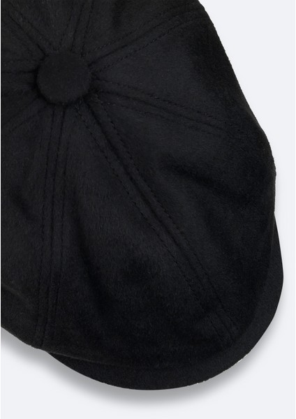 Erkek Siyah Yün Karışımlı Düğmeli Kasket Şapka A42Y9272 modelleri