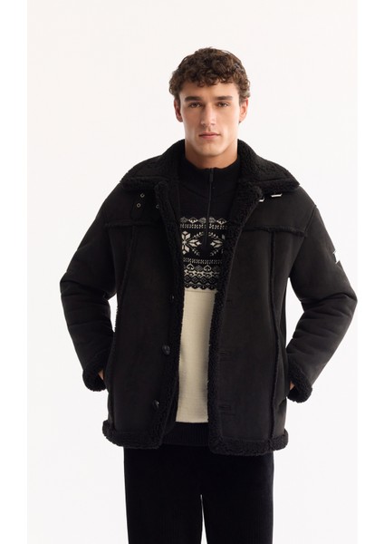 Erkek Siyah Kürklü Yaka Napa Comfort Fit Mont A52Y6055 fiyatları