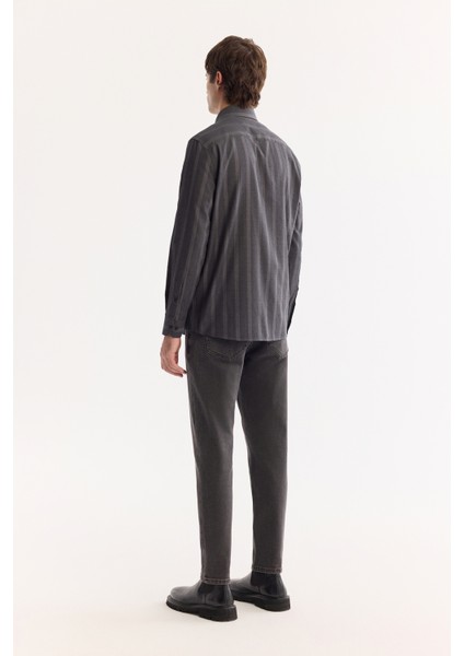 Erkek Antrasit Düğmeli Yaka %100 Pamuk Oxford Soft Touch Regular Fit Gömlek A52Y2048 fırsatları