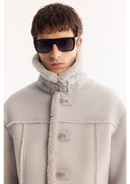 Erkek Gri Kürklü Yaka Napa Comfort Fit Mont A52Y6055 fiyatları
