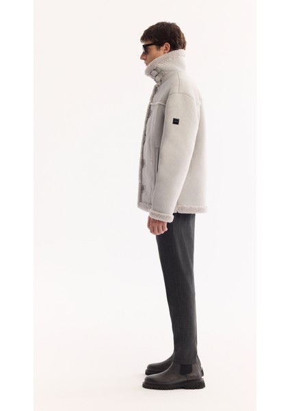 Erkek Gri Kürklü Yaka Napa Comfort Fit Mont A52Y6055 modelleri