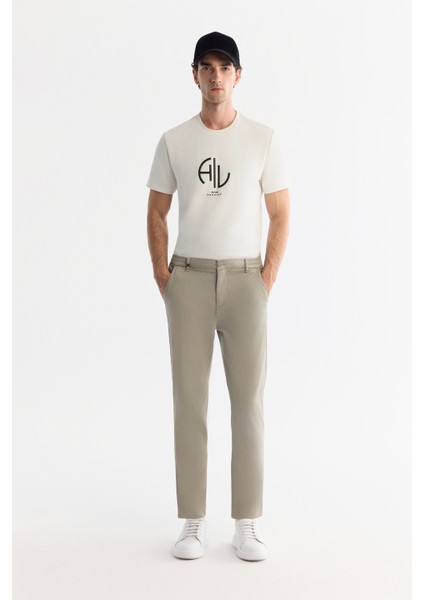Erkek Vizon Yanı Lastikli Yumuşak Tuşeli Duble Paça Slim Fit Pantolon A42Y3007