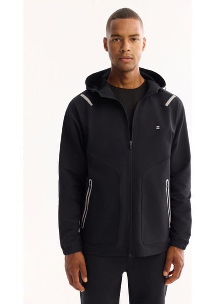 Erkek Siyah Kapüşonlu Fermuarlı Bi-Stretch Regular Fit Sweatshirt A52Y1332 indirimleri