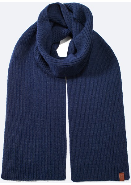 Erkek Lacivert Yün Karışımlı Fitilli Atkı B009400