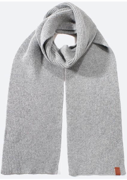 Erkek Gri Yün Karışımlı Fitilli Atkı B009400