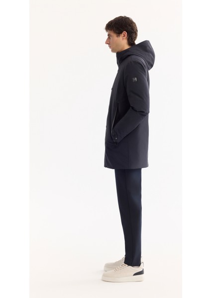 Erkek Lacivert Kapüşonlu Su İtici Rüzgar Geçirme -7°C Dayanıklı Regular Fit Mont A52Y6126 modelleri