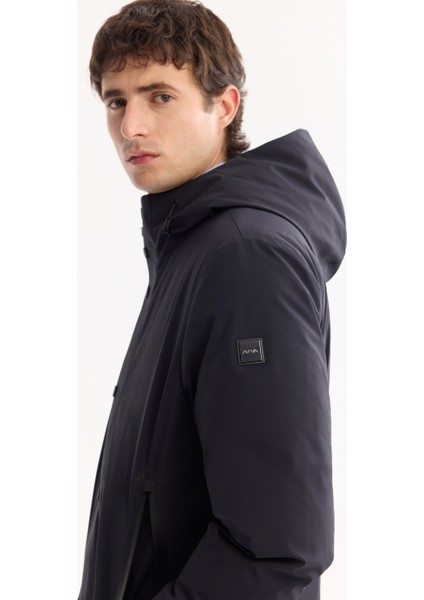 Erkek Lacivert Kapüşonlu Su İtici Rüzgar Geçirme -7°C Dayanıklı Regular Fit Mont A52Y6126