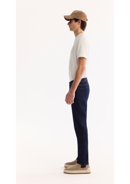 Erkek Lacivert Klasik Bel Pamuklu Rins Yıkamalı Berlin Slim Fit Jean Pantolon A52Y3531 fırsatları