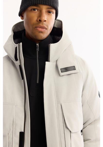 Erkek Gri Kapüşonlu Su Itici Rüzgar Geçirmez -7°c Dayanıklı Şişme Comfort Fit Mont A52Y6165 fiyatları