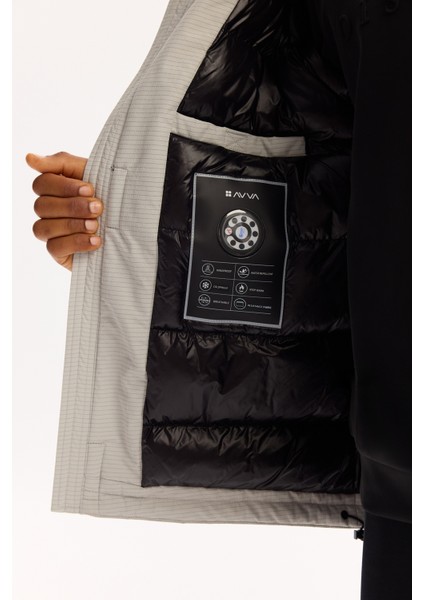 Erkek Gri Kapüşonlu Su Itici Rüzgar Geçirmez -7°c Dayanıklı Şişme Comfort Fit Mont A52Y6165 indirimleri